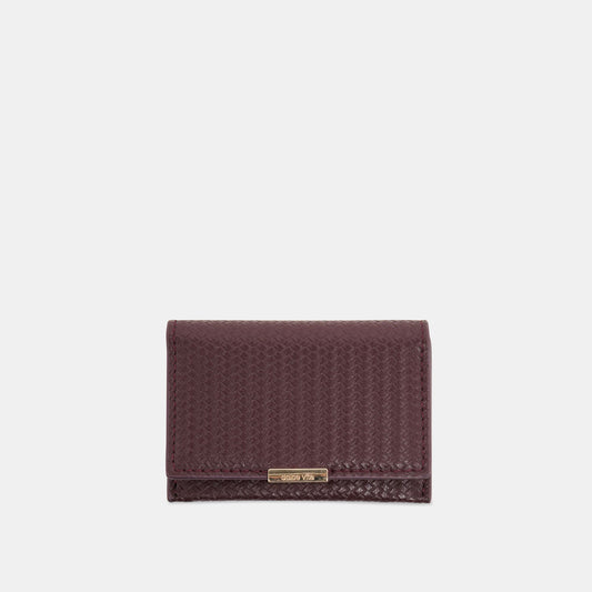 Mini-Me Burgundy Woven Stella Wallet - BURGUNDY WOVEN STELLA