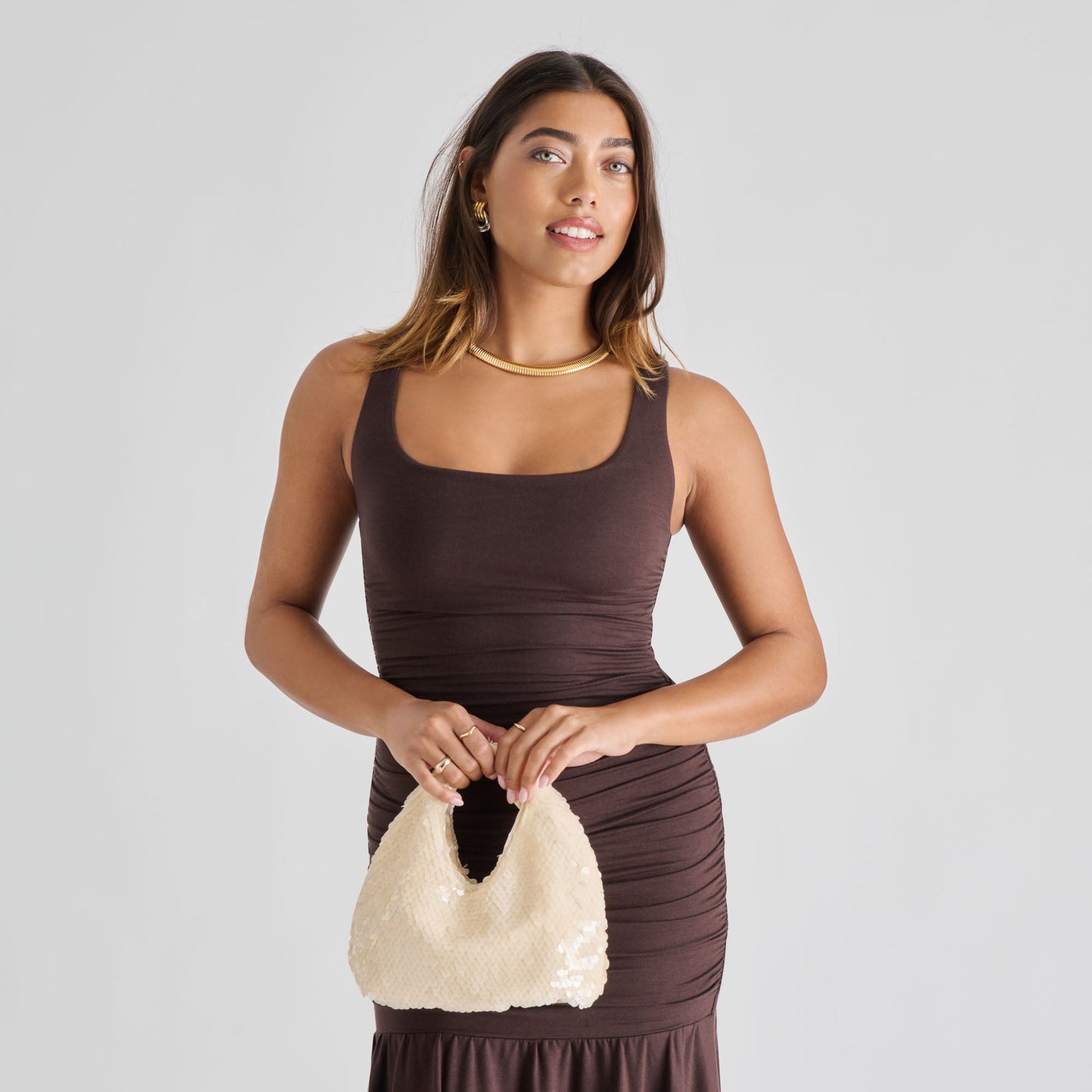 Dahlia Sequin Ivory Sequin Handbag - IVORY SEQUIN