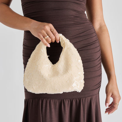 Dahlia Sequin Ivory Sequin Handbag - IVORY SEQUIN