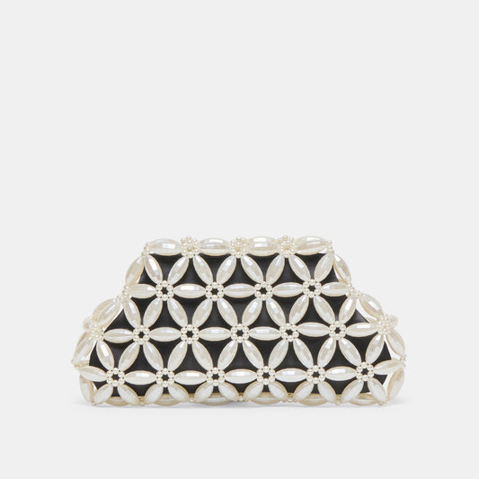 Marlow Black Satin Pearl Clutch - BLACK SATIN PEARL