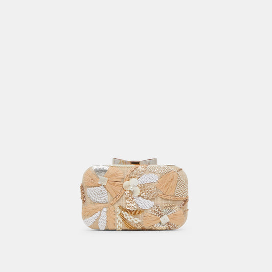 DAISY CLUTCH NATURAL MULTI BEADED - NATURAL MULTI BEADED
