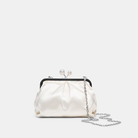 Kendall White Satin Clutch - WHITE SATIN