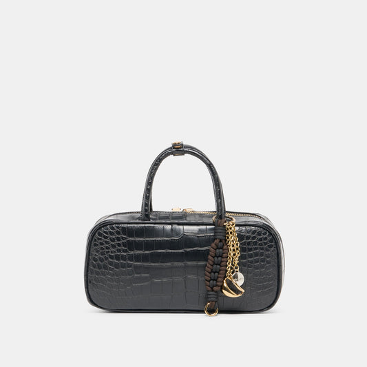 Flyn Black Croco Stella Handbag - BLACK CROCO STELLA