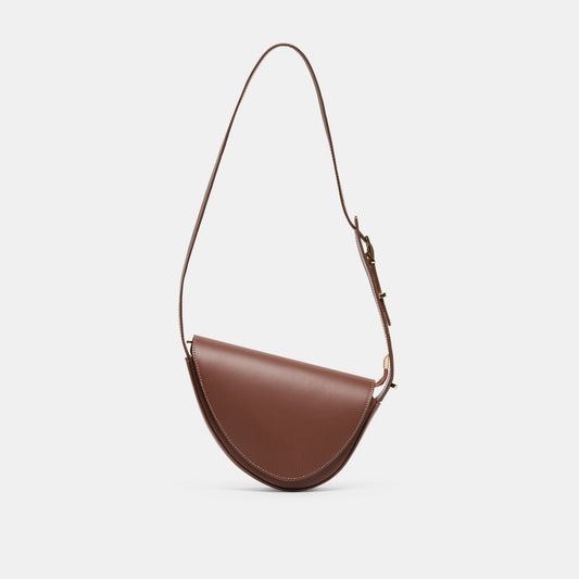 Sabine Brown Leather Shoulder Bag - BROWN LEATHER
