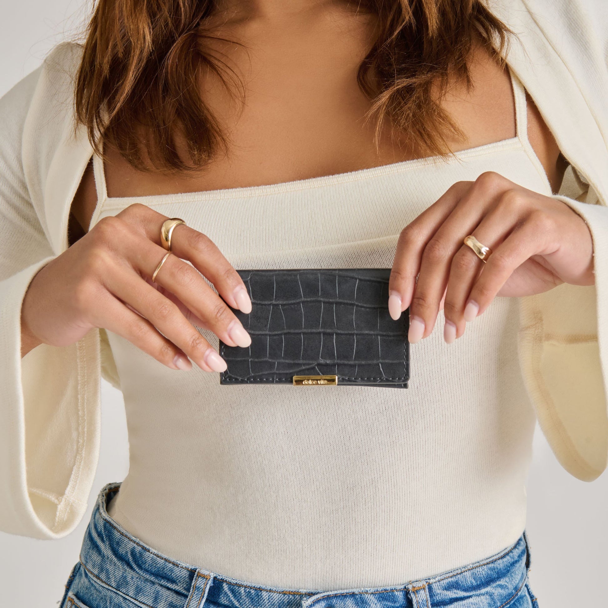Mini-Me Grey Croco Stella Wallet - GREY CROCO STELLA
