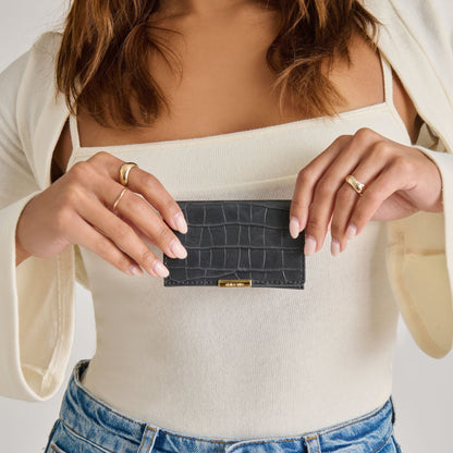 Mini-Me Grey Croco Stella Wallet - GREY CROCO STELLA