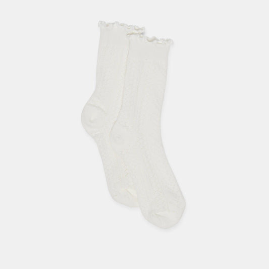 POINTELLE SOCKS WHITE - WHITE