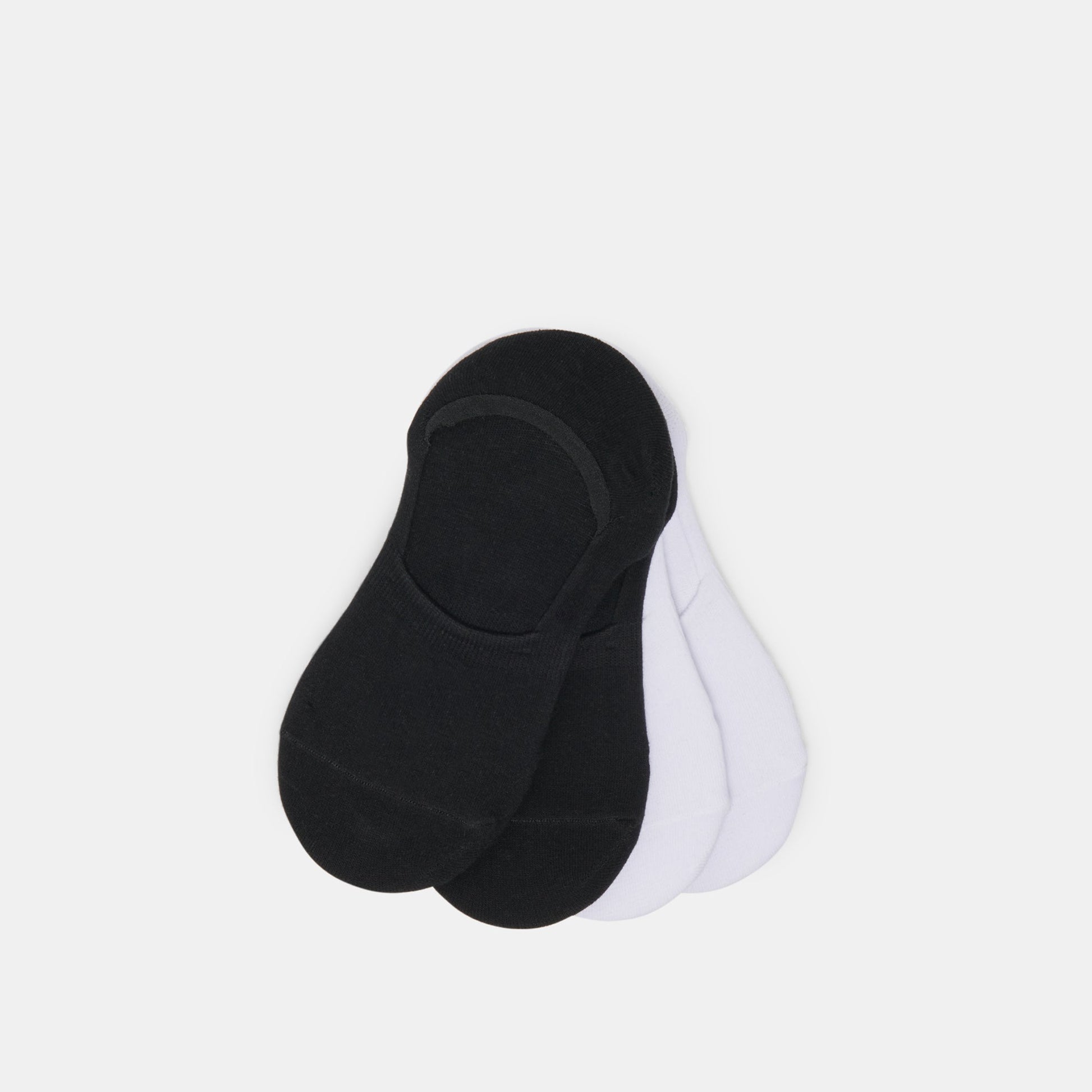 4 PACK NO SHOW SOCKS BLACK WHITE - BLACK WHITE