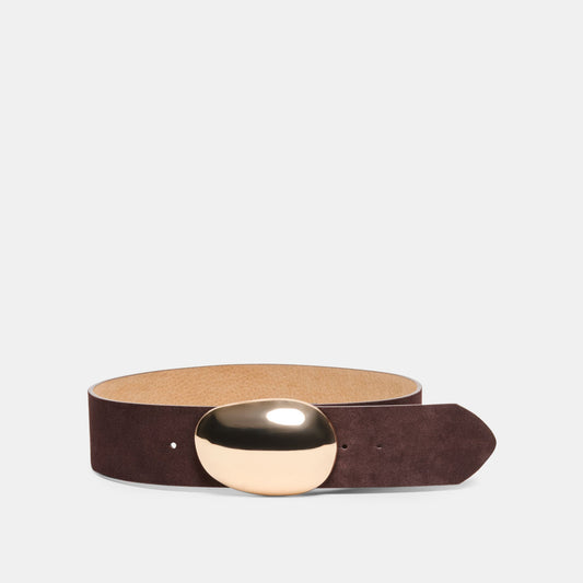 Bubble Mahogany Gold Buckle Belt - MAHOGANY GOLD