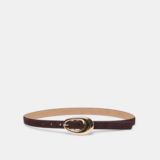 Organic Oval Mahogany Gold Buckle Belt - MAHOGANY GOLD