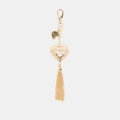 Heart Tassel Gold Bag Charm - GOLD