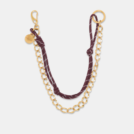 Rope + Chain Burgundy Multi Bag Charm - BURGUNDY MULTI