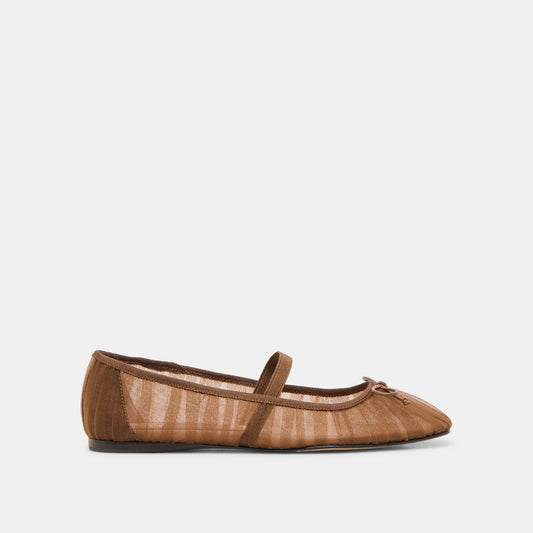 Raeven Mid Brown Tulle Ballet Flats - MID BROWN TULLE