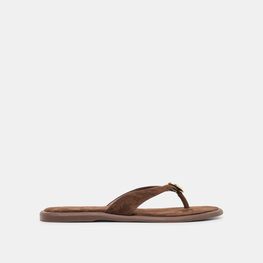 Jaina Dk Brown Suede Sandals - DK BROWN SUEDE
