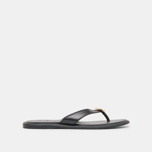 Jaina Black Leather Sandals - BLACK LEATHER
