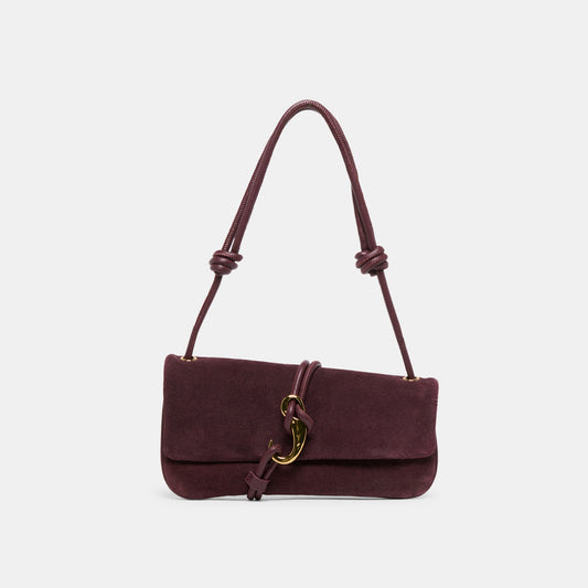 Alice Burgundy Suede Shoulder Bag - BURGUNDY SUEDE