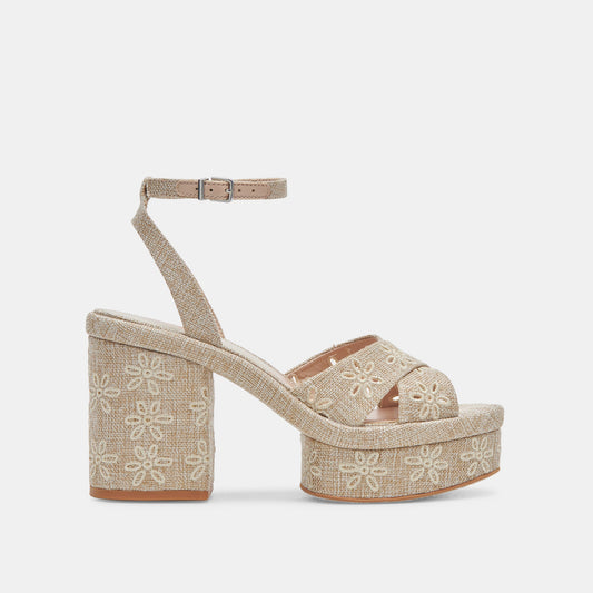 LAISHA HEELS ALMOND FLORAL EYELET - ALMOND FLORAL EYELET