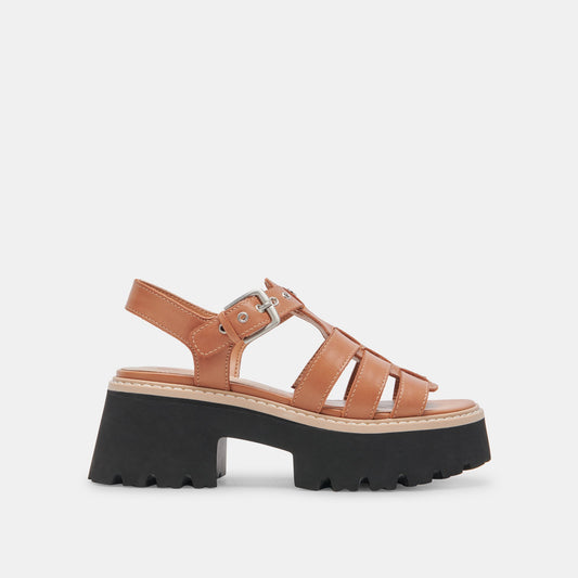 LATICE SANDALS BROWN LEATHER - BROWN LEATHER